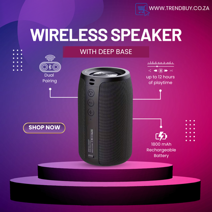 10W Rechargeable Bluetooth Speaker with Deep Bass + Dual Pairing
