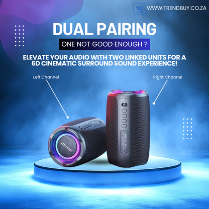 20W Rechargeable Bluetooth Speaker with Deep Bass + Dual Pairing + Light Show