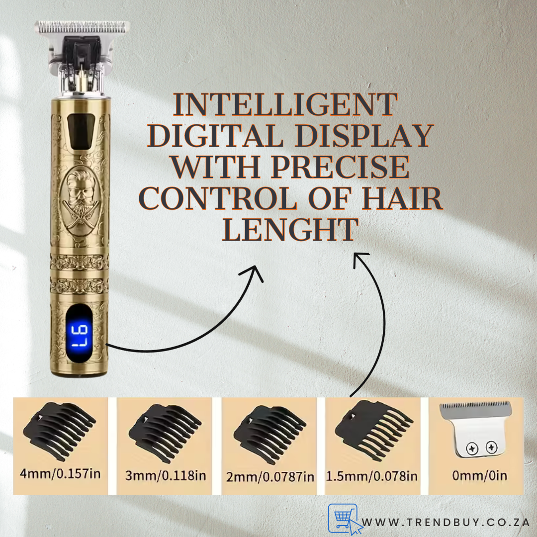 Professional Hair Trimmer w/ LED Display & Adjustable Combs